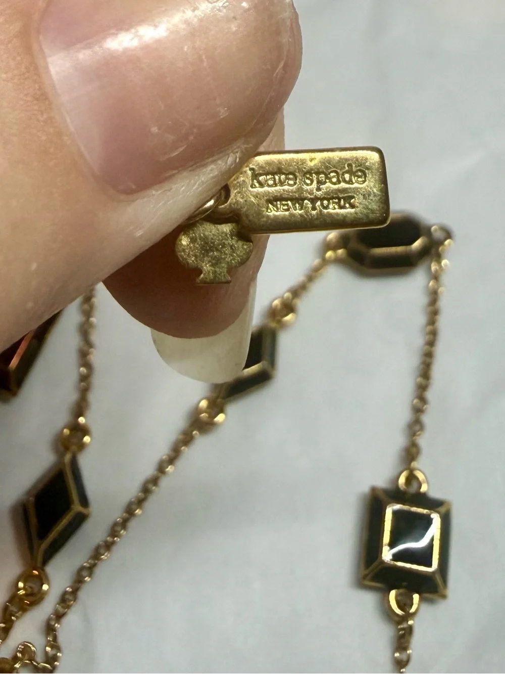 kate spade Gold-Tone Necklace with Black Gem Accents